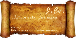Jávorszky Csinszka névjegykártya